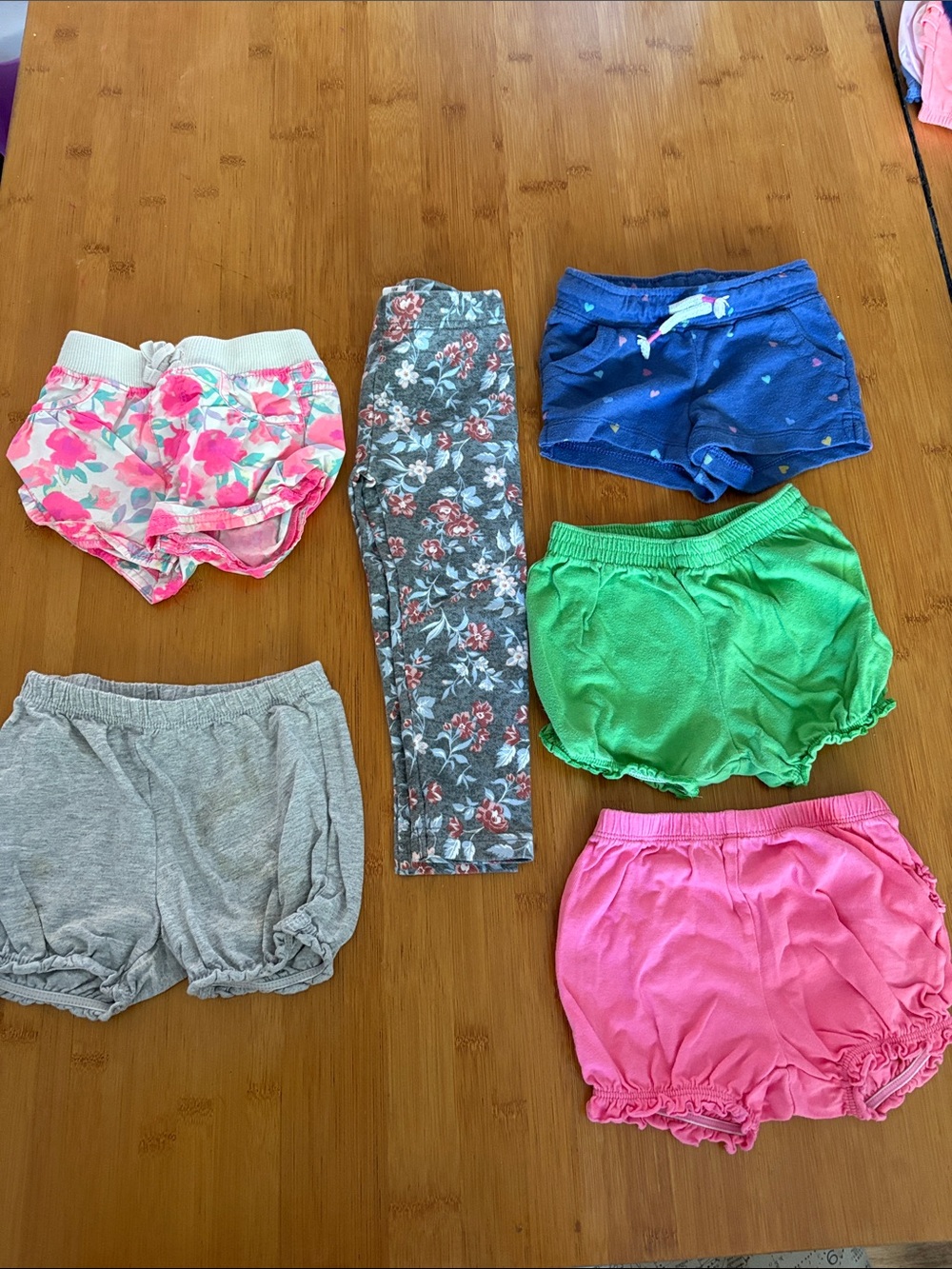 18 Month Summer Knit Shorts and Leggings Bundle Girl - Pink, Blue, Green, Gray